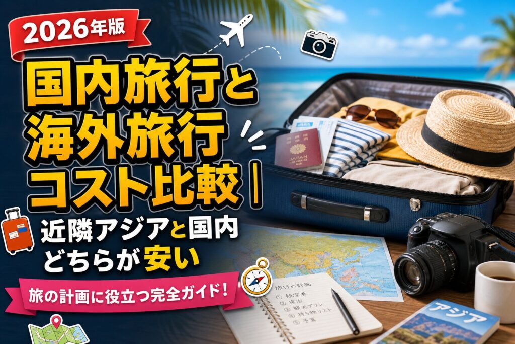 国内旅行と海外旅行コスト比較｜近隣アジアと国内どちらが安いのアイキャッチ画像