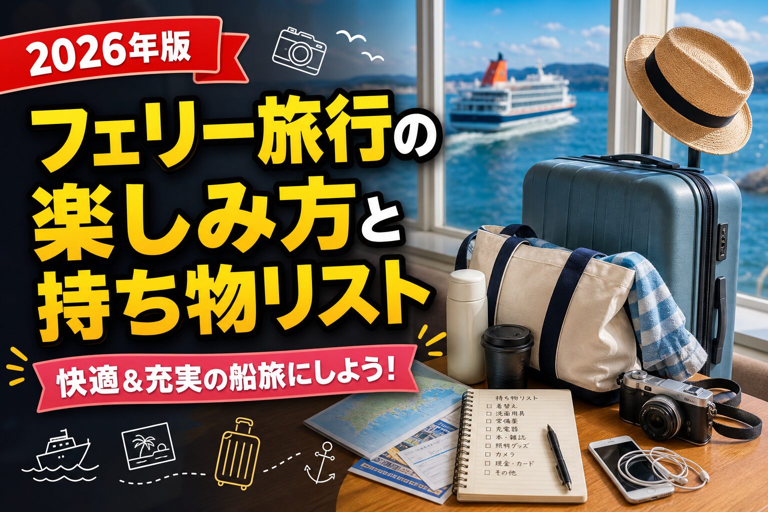 フェリー旅行の楽しみ方と持ち物リストのアイキャッチ画像