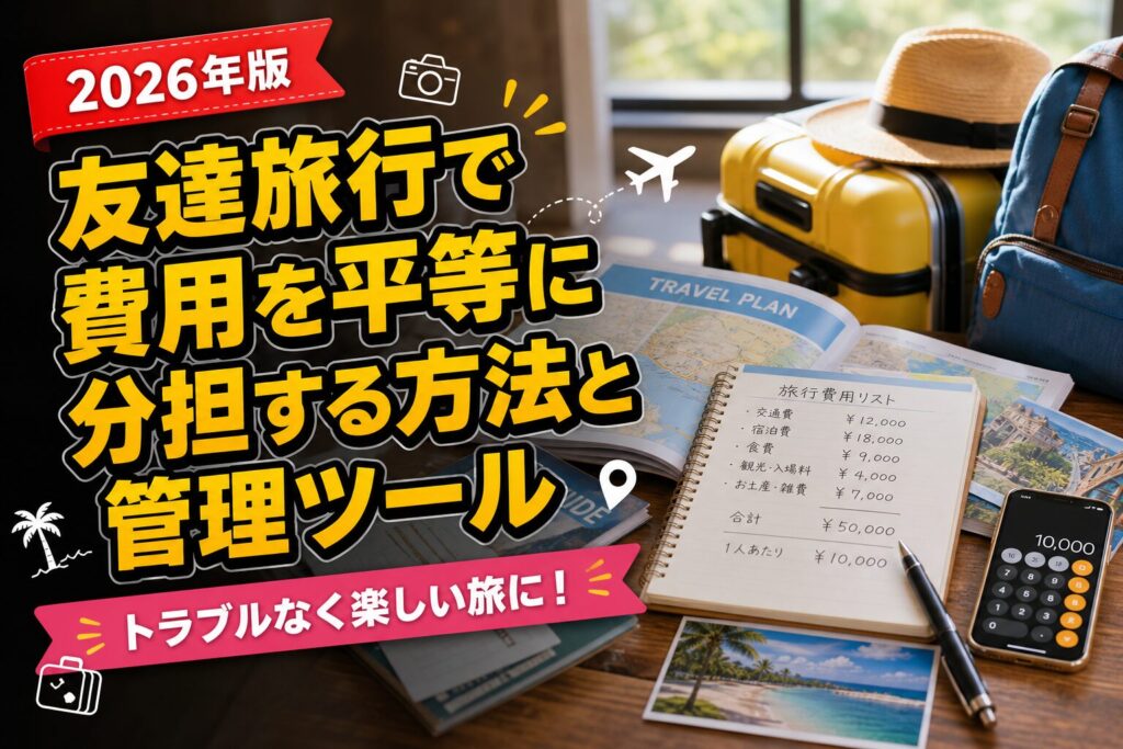 友達旅行で費用を平等に分担する方法と管理ツールのアイキャッチ画像