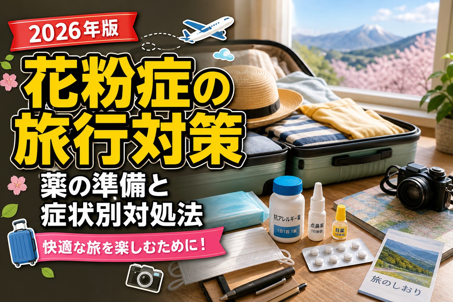 花粉症の旅行対策｜薬の準備と症状別対処法のアイキャッチ画像