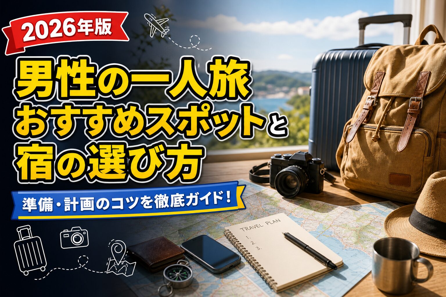 男性の一人旅おすすめスポットと宿の選び方のアイキャッチ画像