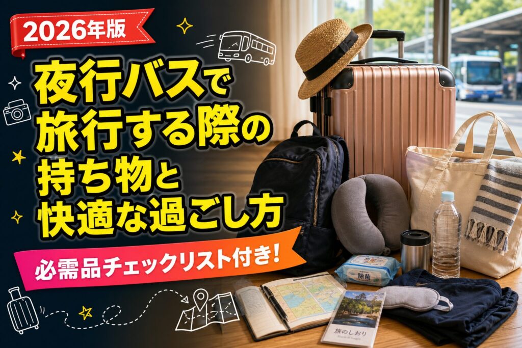 夜行バスで旅行する際の持ち物と快適な過ごし方のアイキャッチ画像