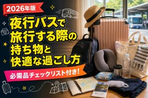 夜行バスで旅行する際の持ち物と快適な過ごし方のアイキャッチ画像