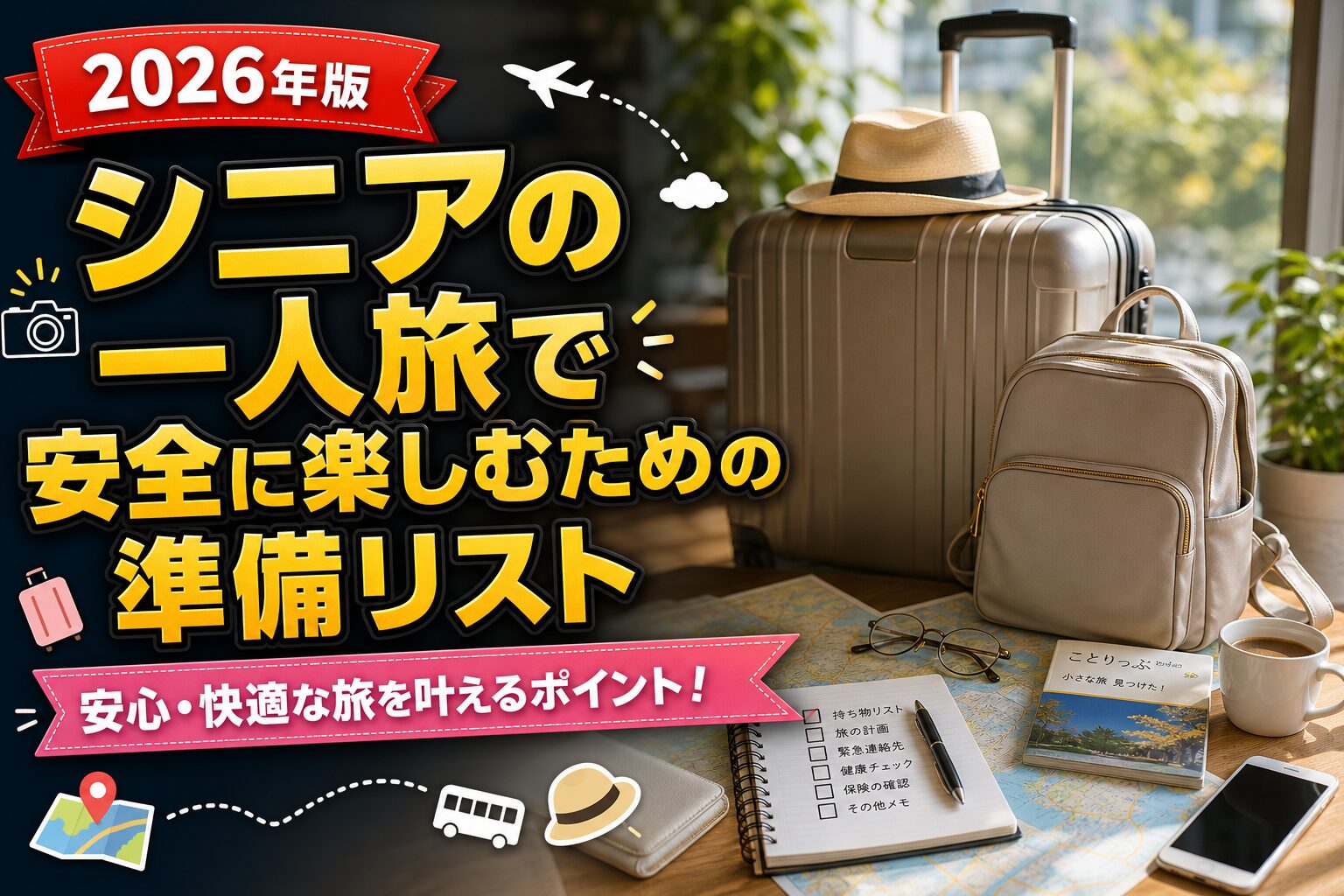 シニアの一人旅で安全に楽しむための準備リストのアイキャッチ画像
