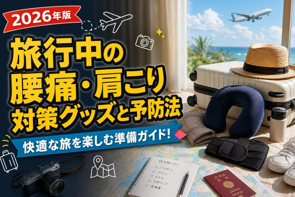 旅行中の腰痛・肩こり対策グッズと予防法のアイキャッチ画像