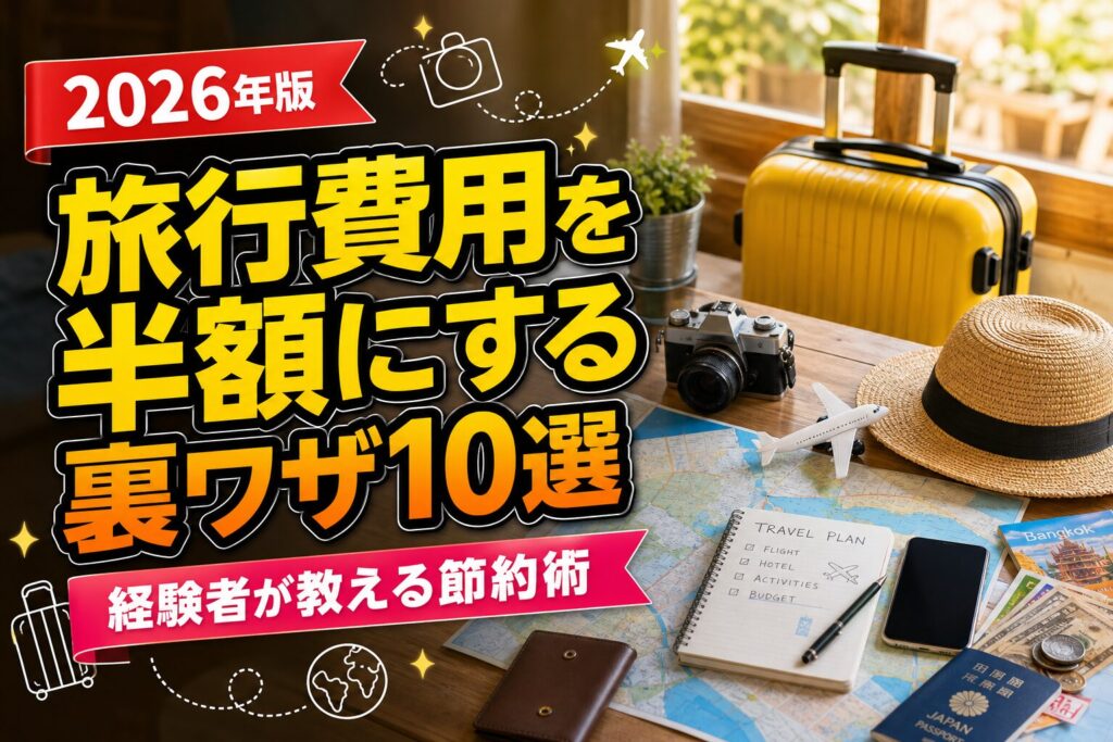 旅行費用を半額にする裏ワザ10選｜経験者が教える節約術のアイキャッチ画像