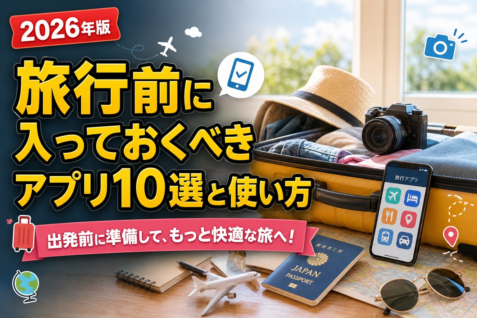 旅行前に入っておくべきアプリ10選と使い方のアイキャッチ画像
