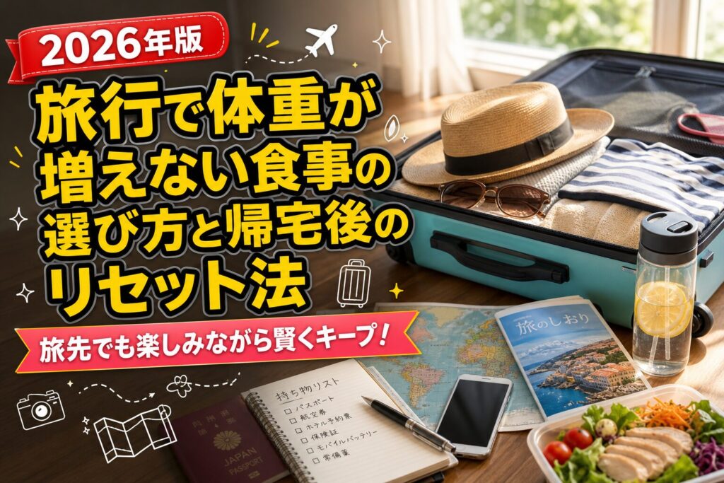 旅行で体重が増えない食事の選び方と帰宅後のリセット法のアイキャッチ画像