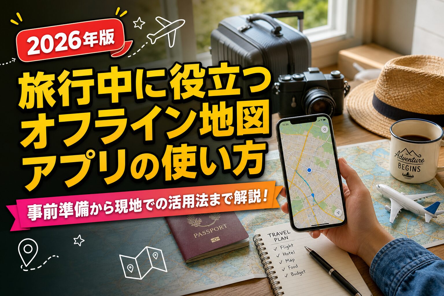 旅行中に役立つオフライン地図アプリの使い方のアイキャッチ画像