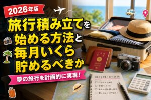 旅行積み立てを始める方法と毎月いくら貯めるべきかのアイキャッチ画像