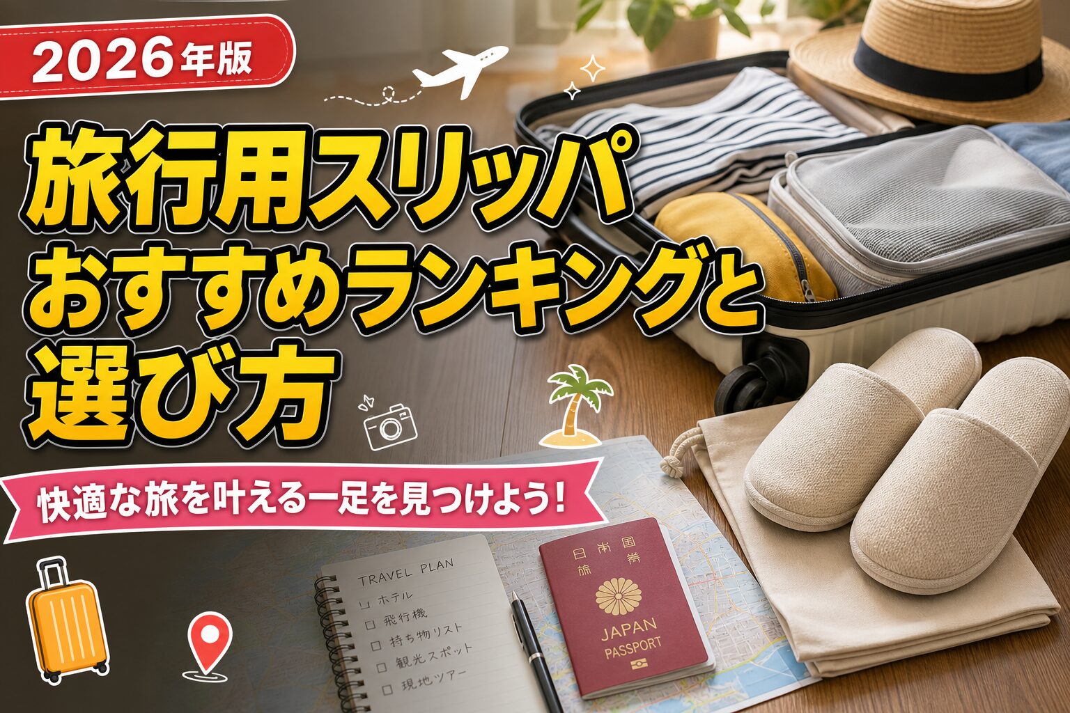 旅行用スリッパおすすめランキングと選び方のアイキャッチ画像