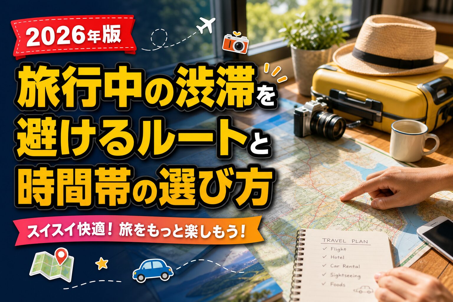 旅行中の渋滞を避けるルートと時間帯の選び方のアイキャッチ画像